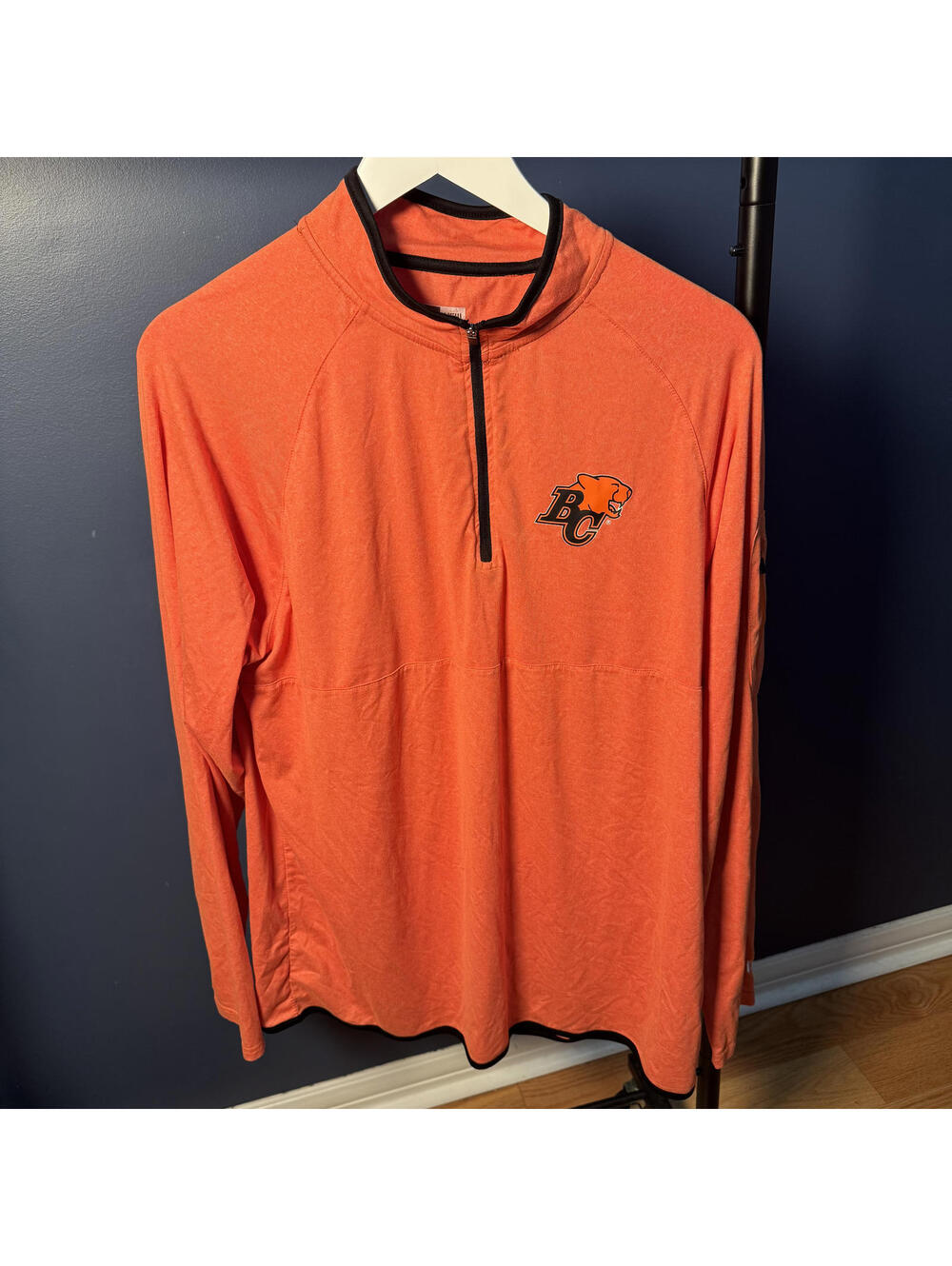 BC Lions Quarter Zip Pullover New Era Orange Performance Shirt L - Picture 2 of 8